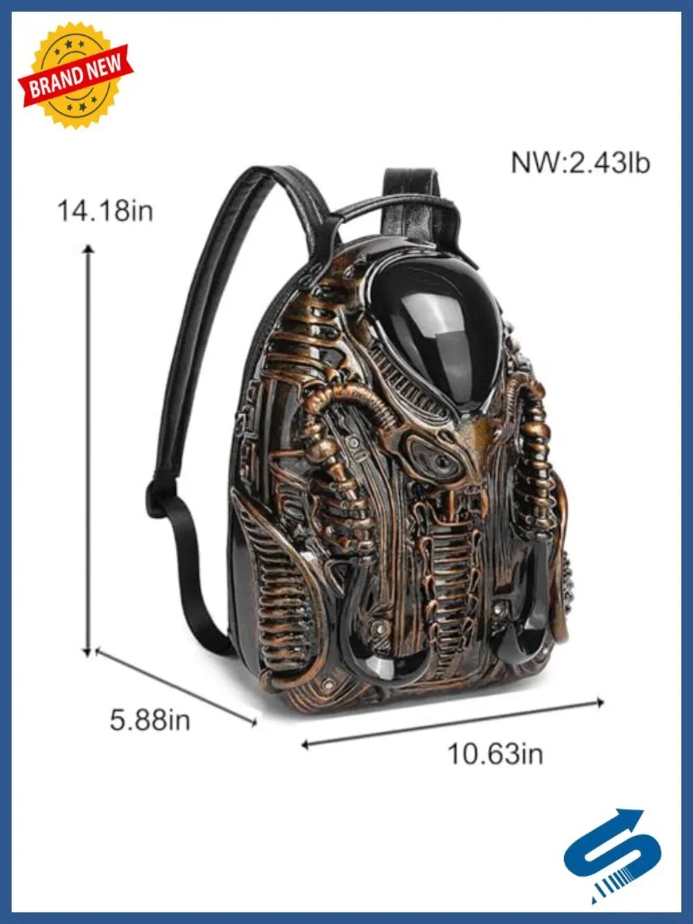 Xenomorph Alien Shaped PVC Backpack Shoulder Bag Unisex Novelty Cool